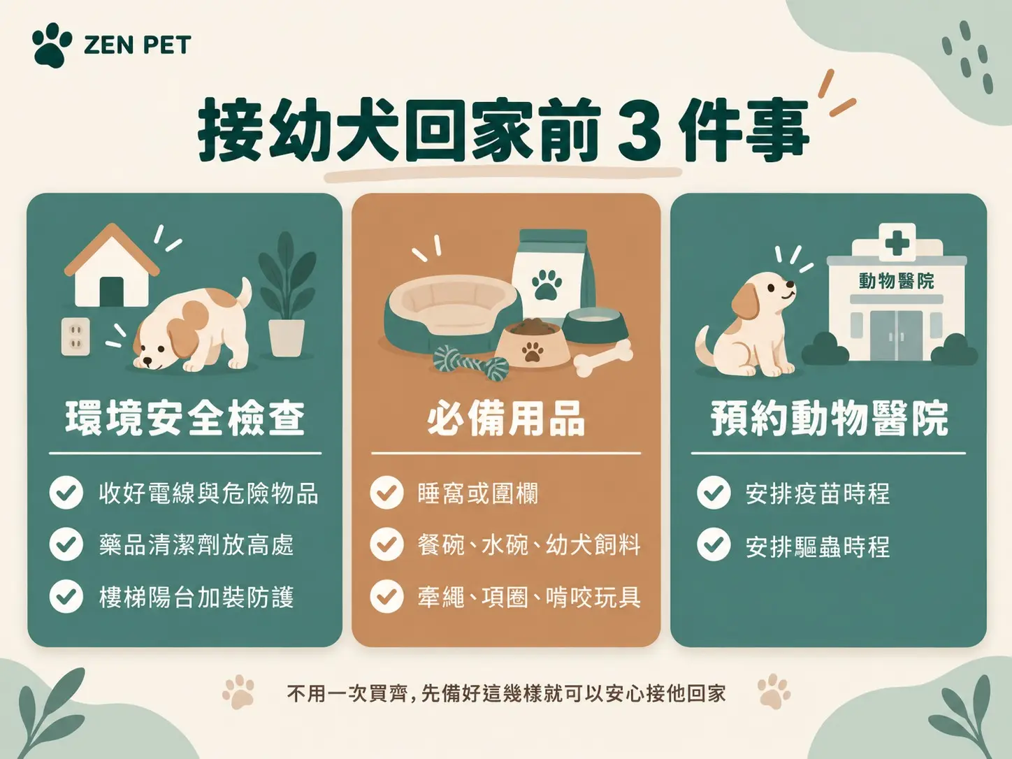 接幼犬回家前的 3 大準備
