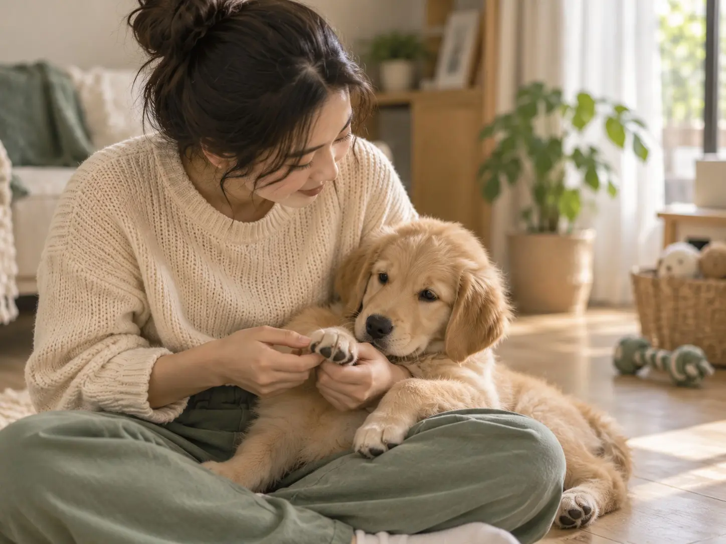 開始習慣被觸碰身體的幼犬
